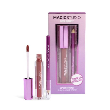 Pack perfilador labios y labial líquido color rose quartz en caja-MS-44233-Magic Studio