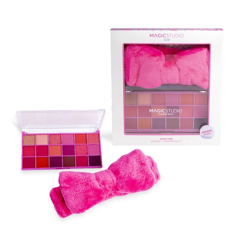 Pack maquillaje paleta de 18 sombras de ojos y cinta de pelo glow pretty girls en caja-MS-44270-Magic Studio