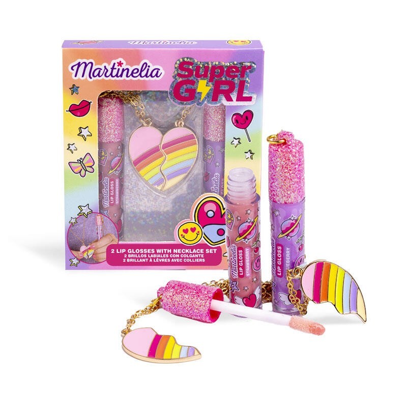 Pack 2 glosses y 2 llaveros super girl  best friends martinelia-MA-85419-Martinelia
