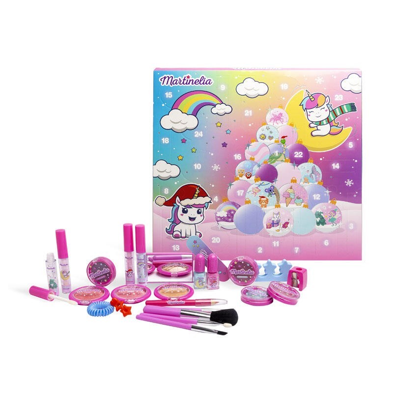 Calendario de adviento infantil  24 piezas: 3 coloretes-4 sombras de ojos-4 glosses-1 lima de uña-CMA-99128-Martinelia