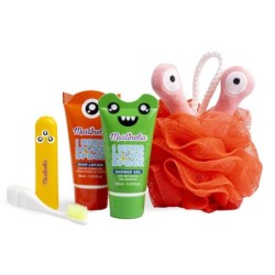 Set de baño infantil en neceser: gel de ducha-loción corporal-cepillo de dientes-esponja de alien-MA-85410-Martinelia
