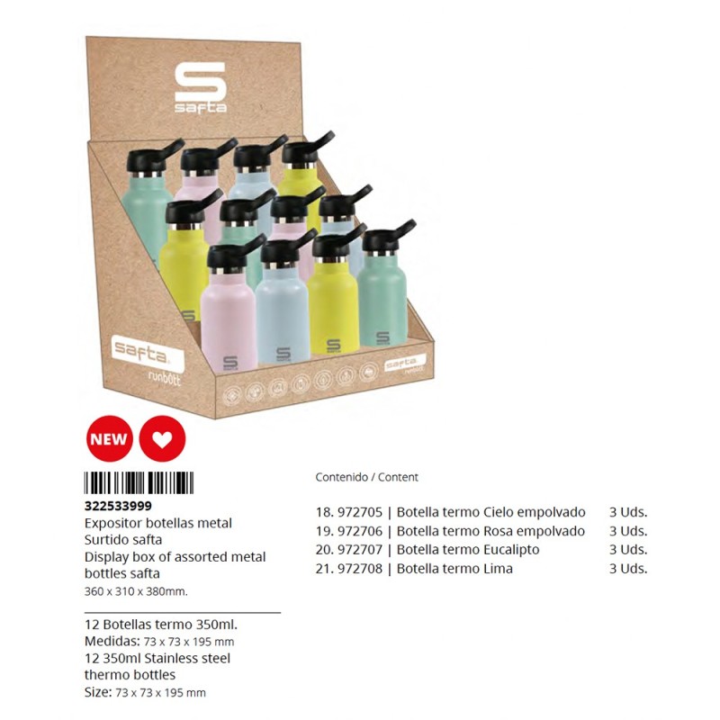 Expositor sobremesa botellas metal 350 ml colores pastel-SF-322533999-safta