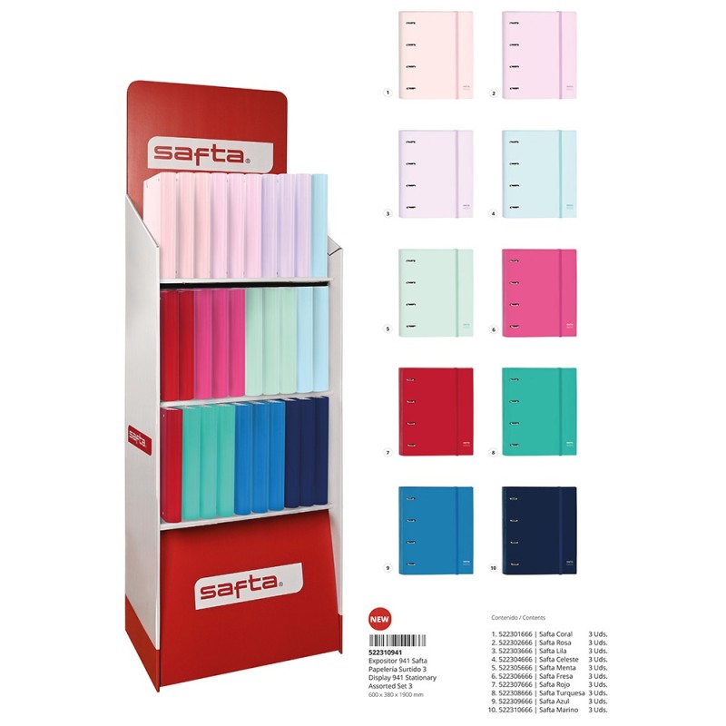Expositor de suelo papelería surtida 3 safta 941 600x380x1900 mm-SF-522310941-safta