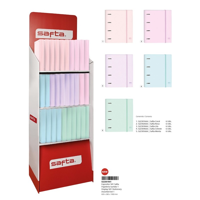 Expositor de suelo papelería surtida 1 safta 941 600x380x1900 mm-SF-522301941-safta