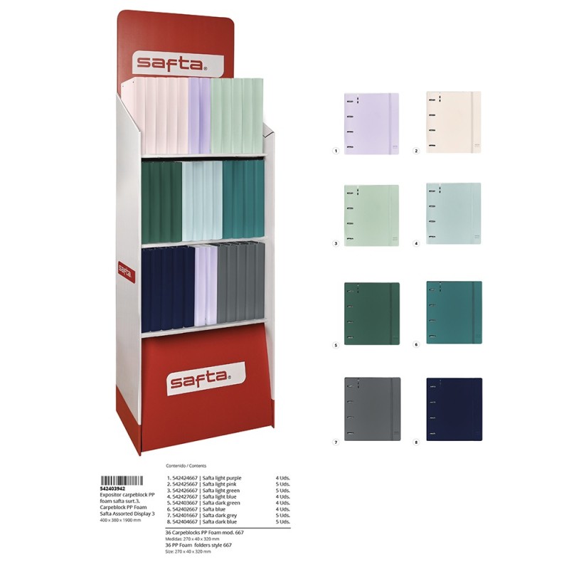 Expositor de suelo carpeblock pp foam colores surtidos 3 safta 400x380x1900 mm-SF-542403942-safta