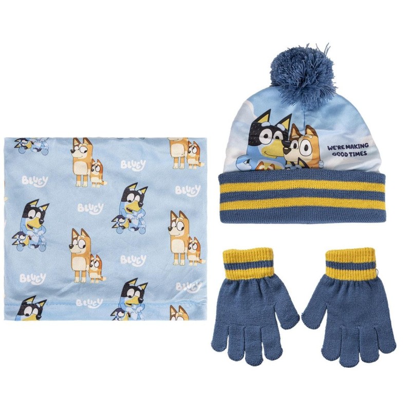 Conjunto 3 piezas gorro+braga+guantes  gorro+braga+guantes bluey - CI-2200010066 - Cerdá - BLUEY