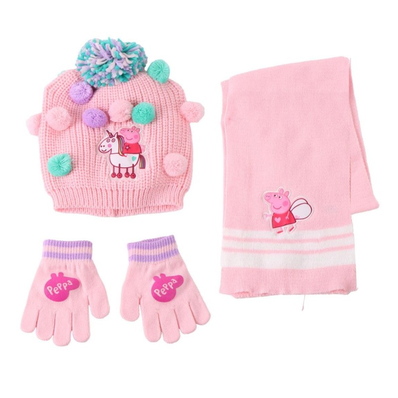 Conjunto 3 piezas gorro+braga+guantes  bufanda peppa pig - CI-2200010582 - Cerdá - PEPPA PIG