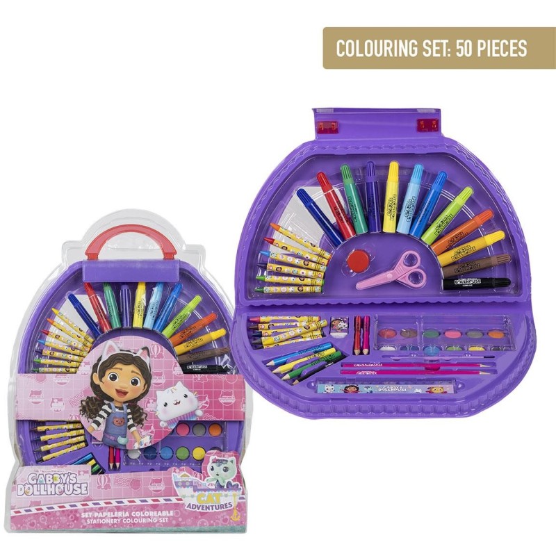 Set papeleria 50 piezas coloreables s gabbys dollhouse - CI-2700000819 - Cerdá - GABBYÂ´S DOLLHOUSE