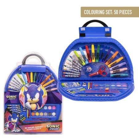 Set papeleria 50 piezas coloreables s sonic prime - CI-2700000816 - Cerdá - SONIC PRIME