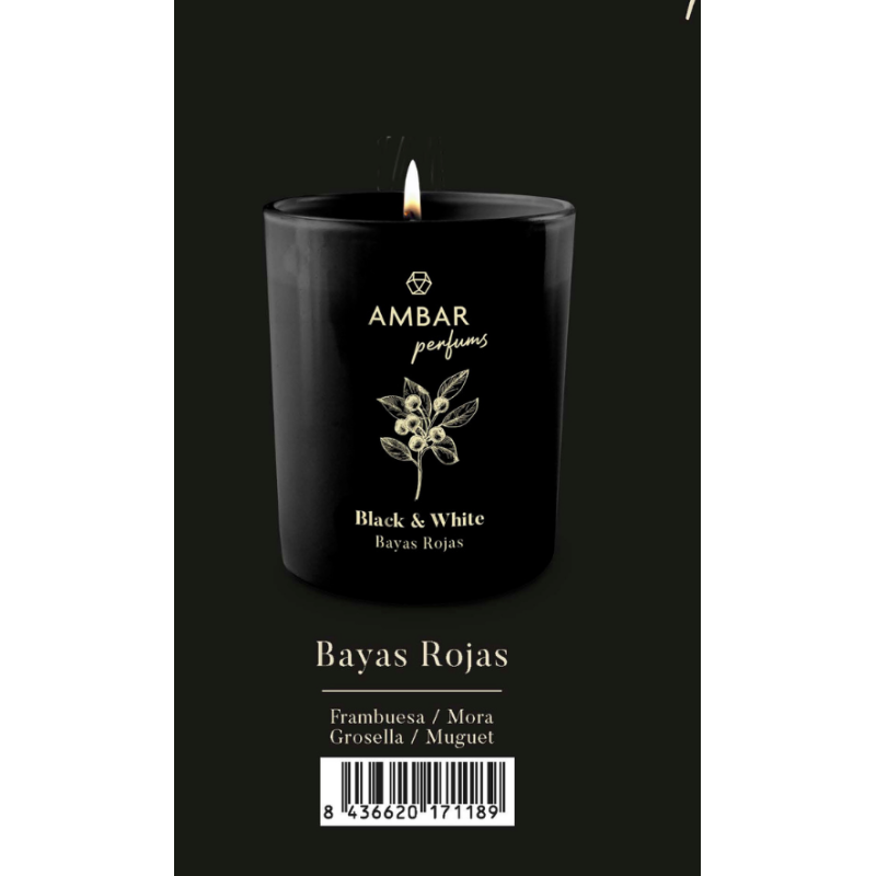 Vela perfumada Bayas rojas Ambar Black&White-AMB-10866234