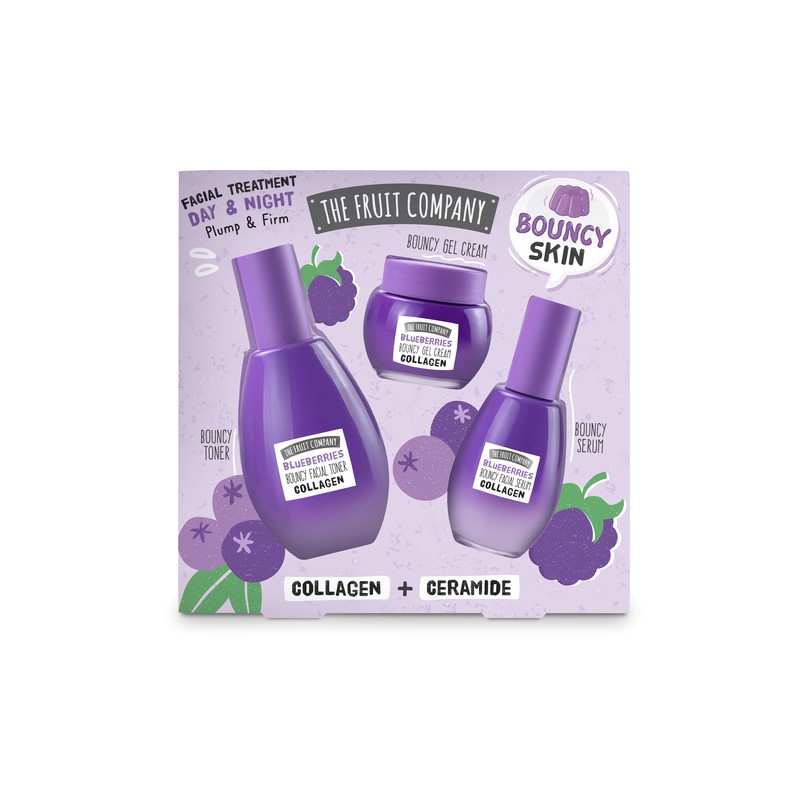 Set tratamiento facial Bouncy skin Arándanos colágeno: Tónico+Crema+Serum-CTFC-25310053-The Fruit Company