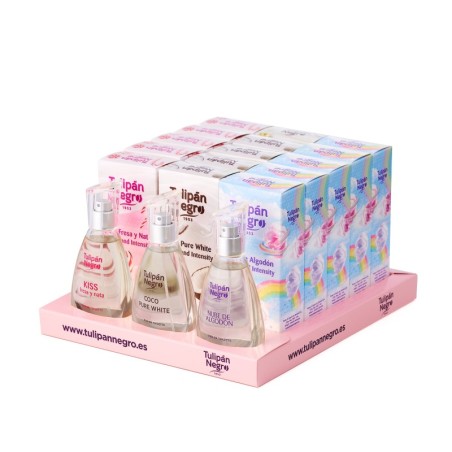 Display edt tulipan negro fresa y nata-coco pure white-nube algodon vapo 50 ml(3x5+3 prob)-TN-66250000-tulipan negro