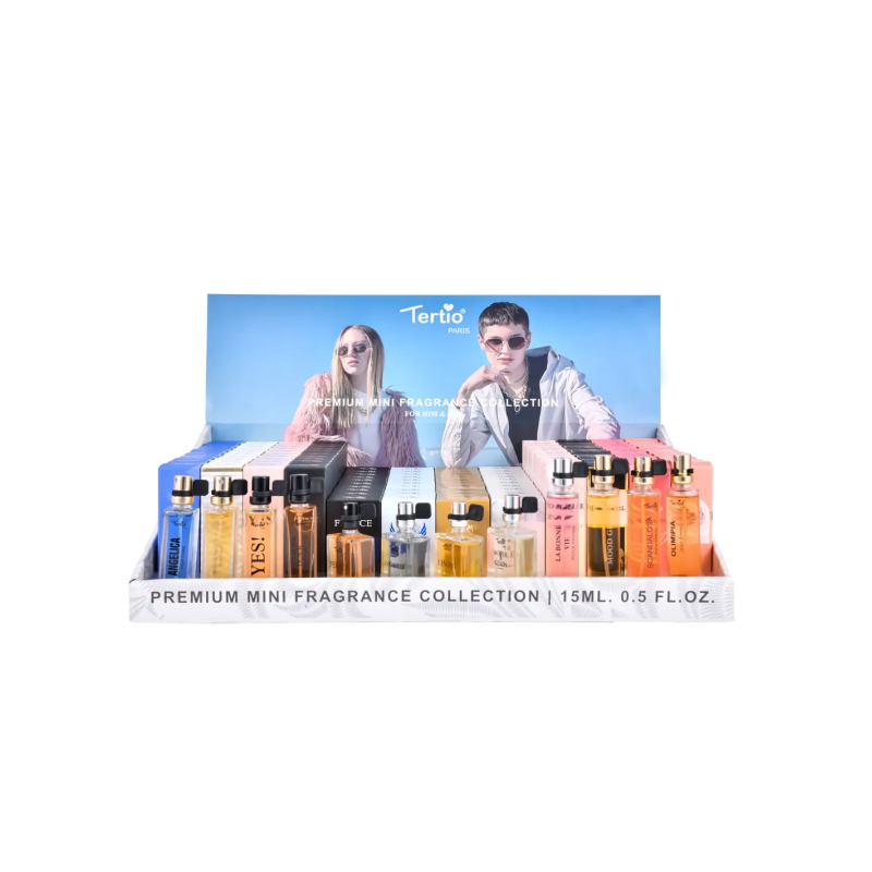 Expositor sobremesa Fragancias mixto de 15ml hombre/mujer 120uds+12 testers Gratis -X1011X1012X1013