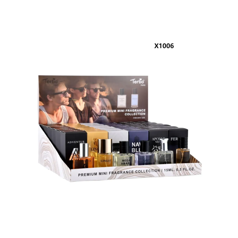 Expositor sobremesa Fragancias de 15ml hombre 36uds+6 testers Gratis -X1006