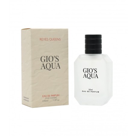 Agua de perfume Gio´s Aqua 30 ml con Incluye expositor de sobremesa -RQ-RT005P-Reyes Queens