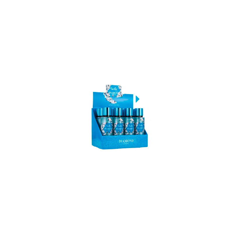 TE-X1010-3-tertio-Agua perfumada con purpurina para mujer 250 ml  Diamond blue N.3 con expositor de sobremesa