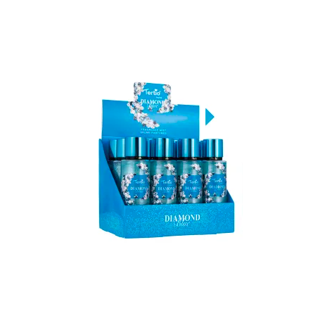 TE-X1010-3-tertio-Agua perfumada con purpurina para mujer 250 ml  Diamond blue N.3 con expositor de sobremesa