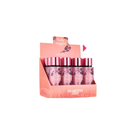 TE-X1010-2-tertio-Agua perfumada con purpurina para mujer 250 ml  Diamond Pink N.2 con expositor de sobremesa