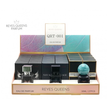 Surtido trío Agua de perfume mixto 30 ml con expositor de sobremesa-RQ-QRT-001P-Reyes Queens