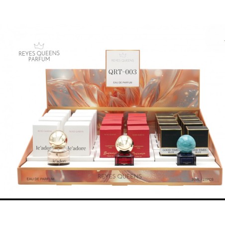 Surtido trío Agua de perfume mujer 30 ml con expositor de sobremesa-RQ-QRT-003P-Reyes Queens