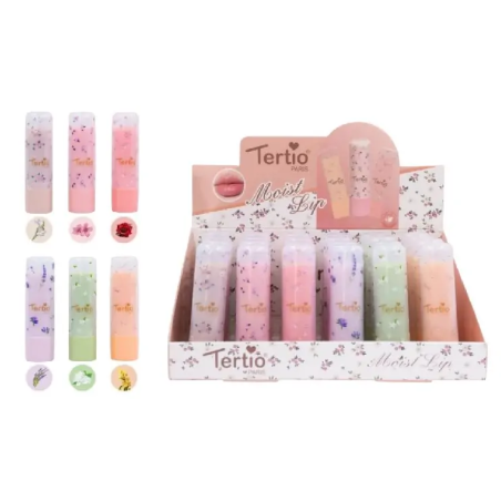 Expositor 24 Unidades de Bálsamo labial hidratante con fragancias naturales MOIST LIP 3 TE-51010